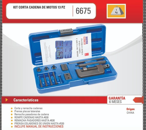Corta Cadena Motos Bremen Kit 13pz Todos Los Pasos Profesional Cod. 6675 Dgm