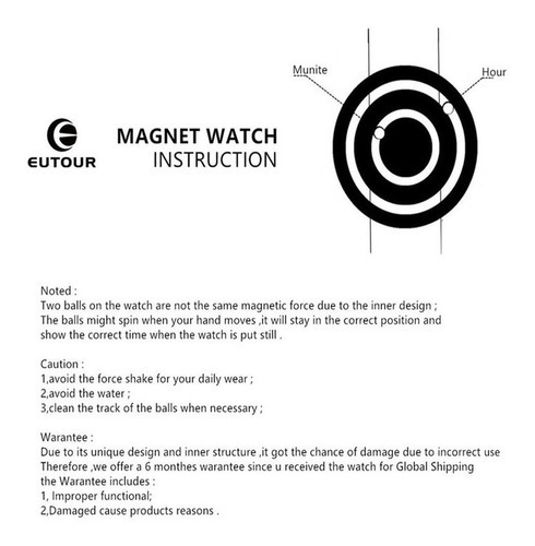 Relojes De Cuarzo Modernos Con Bola Enrollable Magnética Eut Color Del Bisel Negro