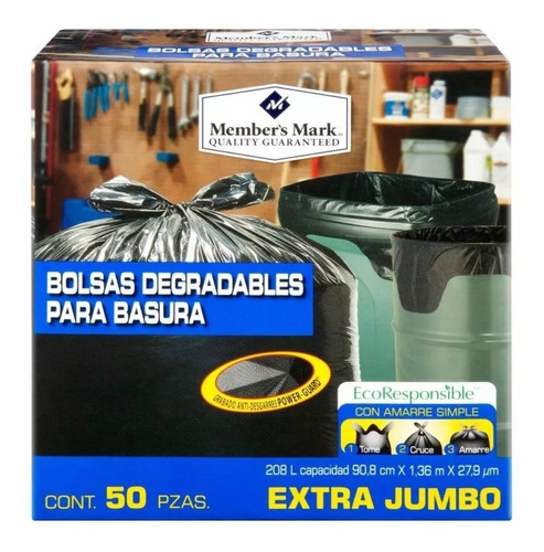 Bolsas De Basura Extra Jumbo Member´s Mark (50 Bolsas) 208l