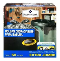 Comprar Bolsas De Basura Extra Jumbo Member´s Mark (50 Bolsas) 208 L Color Negro