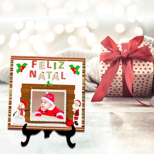 Azulejo Personalizado Feliz Natal 04 - Decoração - Com Foto
