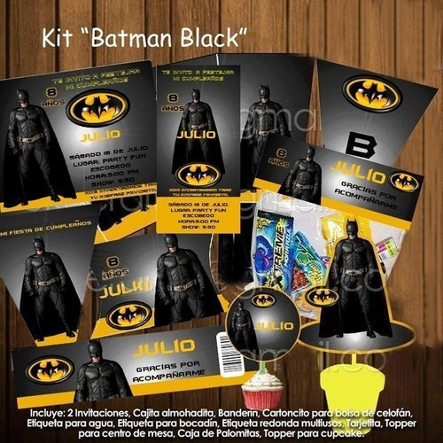 Kit Imprimible Editable Cumpleaños  Batman