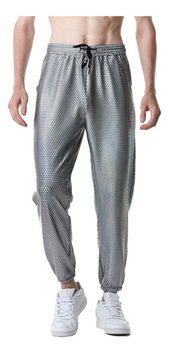 Pantalones De Chándal Metálicos Brillantes Para Hombre, Pant