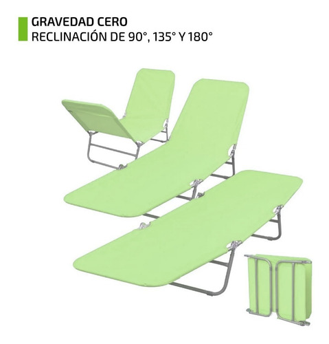 Imagen 5 de 9 de Reposera Plegable Silla Playera Reforzada Jardin Y Exterior