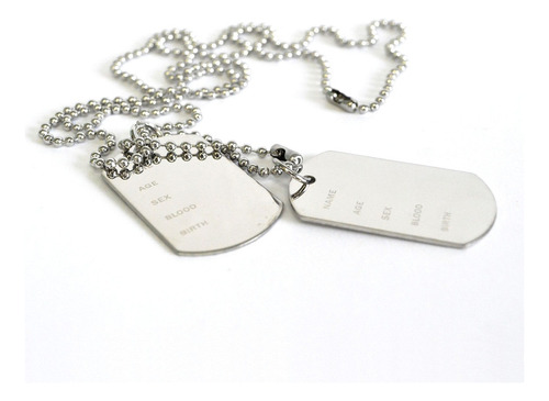 Corrente Do Exército Dog Tag Aço Inox 316l Militar Prateado