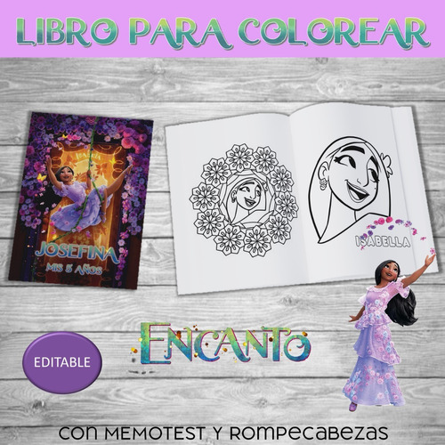 Libro Colorear Editable Imprimible Isabela Madrigal Encanto 