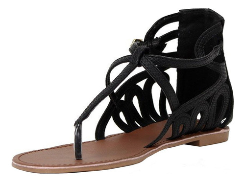 Qupid Athena-665 Gladiator Sandalias, Blac B00gwy9djc_190324