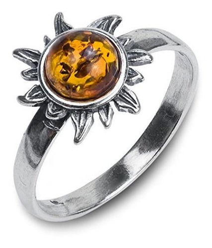 Anillos Bisutería - Honey Amber Sterling Silver Sun Ring, Si