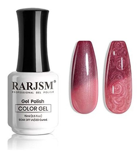 Rarjsm Esmalte De Uñas De Gel Rojo Burdeos Que Cambia De Col