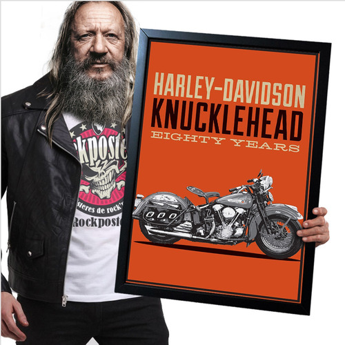 Poster Quadro Com Moldura Moto Harley 21 A2 60x42cm