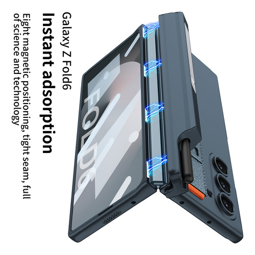 Funda Con Bisagra Magnética Para Samsung Galaxy Z Fold 6, Soporte Para Bolígrafos Con Película De Vidrio, Pliegue En Z, 6 P
