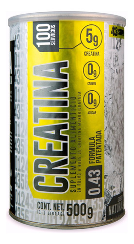 Creatina Alta Pureza 500 G 100 Servicios 43 Supplements