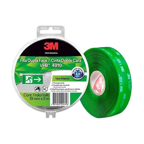 Cinta 3m Para Colgar Espejos Doble Bifaz Vhb 4910 19 Mm 5mts