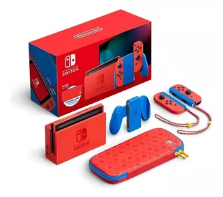 Nintendo Switch 32gb Edição Mario Azul E Vermelho + Brinde