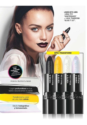 Lápiz Labial Avon Mark Transform Fps 15 Contenido 3,6 Gramos Acabado Transformador Color Black It Out