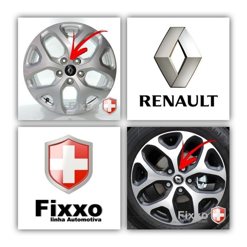 Imagem 2 de 7 de 4 Calotinha Centro De Roda Renault Duster Clio Sandero Prata