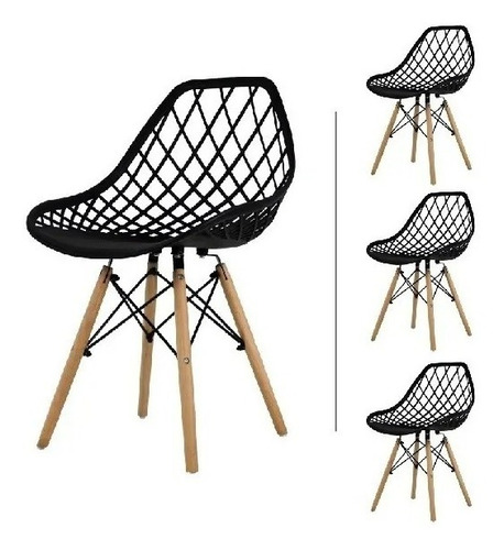 Set 4 Sillas Eames Mundo In Vento Comedor Color de la estructura de la silla Negro