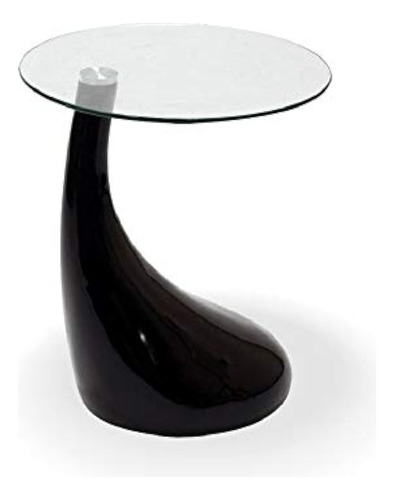 Mesa De Centro Lateral De Vidrio Y Espejo Fab, 18 In, Negro