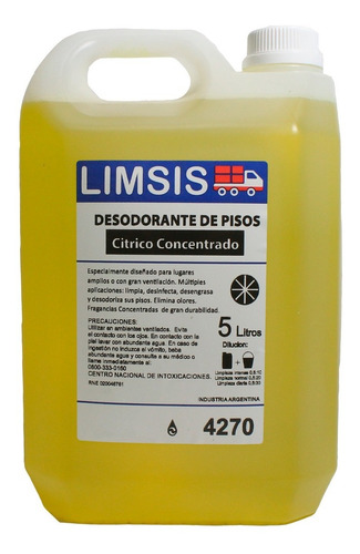 Desodorante De Pisos Cítrico Concentrado X5l 