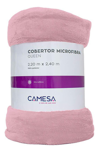 Cobertor Queen Manta Microfibra Antialérgico 2,2x2,4m Rosa Claro - Camesa