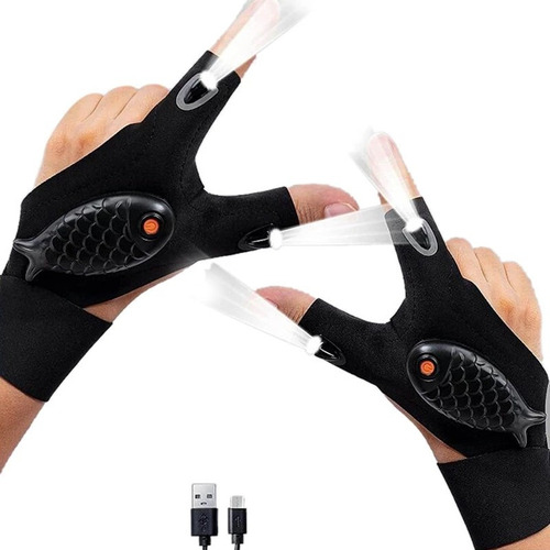 3 Pares Transpirables Con Luz Led Guantes De Pesca Equipo Al