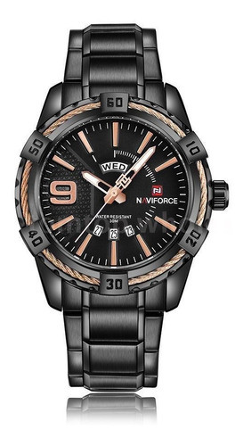 Relógio Masculino Naviforce Nf9117 Preto Calendario Duplo