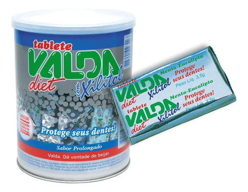 Tablete Gomas De Mascar Valda Diet Com Xilitol Pote 100 Un