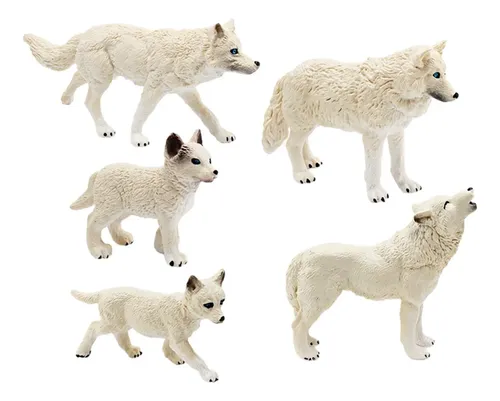 Figura De Lobo De Nieve De PVC – Decoración De Hogar, Coches Y Juguete Educativo Para Niños