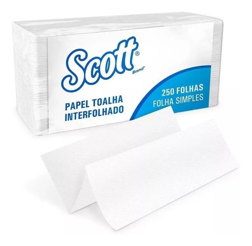 Papel Toalha Interfolha Scott C/250 Folha Simples 1 Pacote