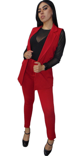 Imagen 2 de 10 de Chaleco Tipo Blazer Largo Para Mujer Casual Formal
