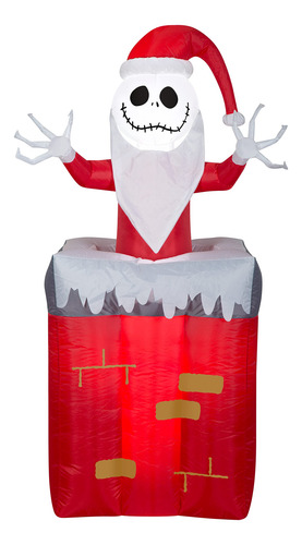 Jack Skellington Inflable Navideño En Chimenea Rojo