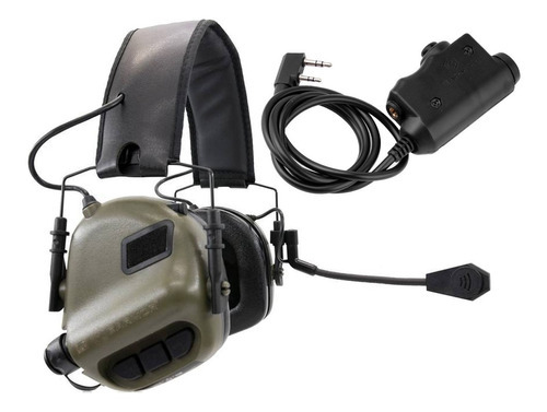 Headset Abafador Eletrônico Auricular Com Ptt Earmor M32 Cor Verde