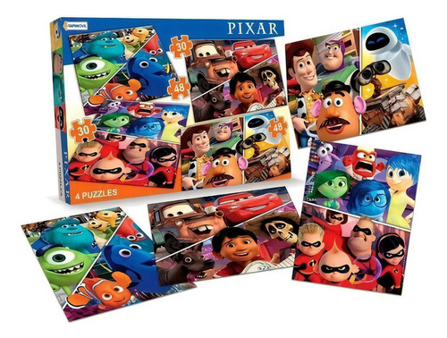 Puzzle Rompecabeza 4 En 1 Disney Pixar Tapimovil 