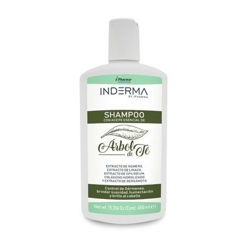 Shampoo Inderma Aceite Árbol De Té 450 Ml Contra Gérmenes.