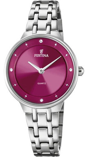 Reloj Festina Mujer Mademoiselle Sumergible 50m F20600.2 Color de la malla Acero Color del bisel Negro Color del fondo Burdeos