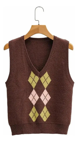 Suéter Foridol Argyle Sweater Vest  Suéter De Punto Marrón P