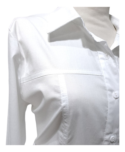 Camisa Entallada Blanca Elastizada Uniforme Talles Grandes
