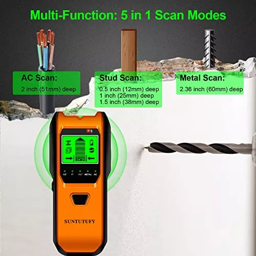 Escáner detector de vigas, para pared, 5 en 1, mejorado, electrónico, con  batería para detección de metales, madera y cables de CA, con pantalla LCD