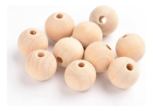 Bola Redonda De Perlas De Madera Natural |=|0,8 Cm