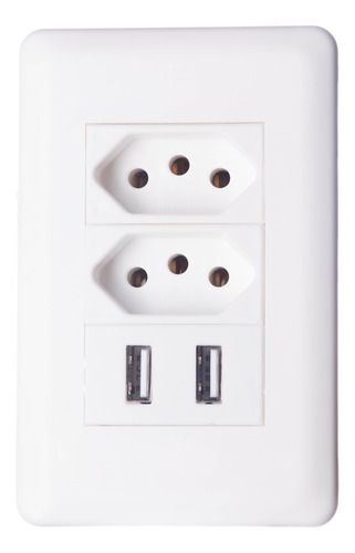 Tomada Elétrica De Parede Com Usb Bivolt Celular Branco 4x2