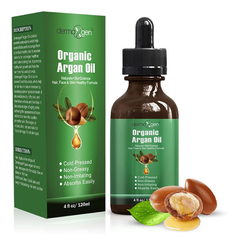 Dermaxgen Aceite De Argán, 100% Orgánico Y Prensado En Frío,