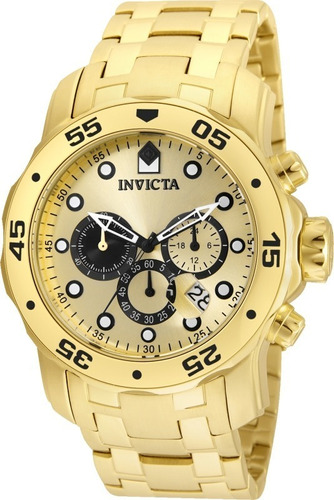 Relógio Invicta Pro Diver 24850 Calendário Cronógrafo Cor da correia Dourado Cor do bisel Dourado Cor do fundo Dourado