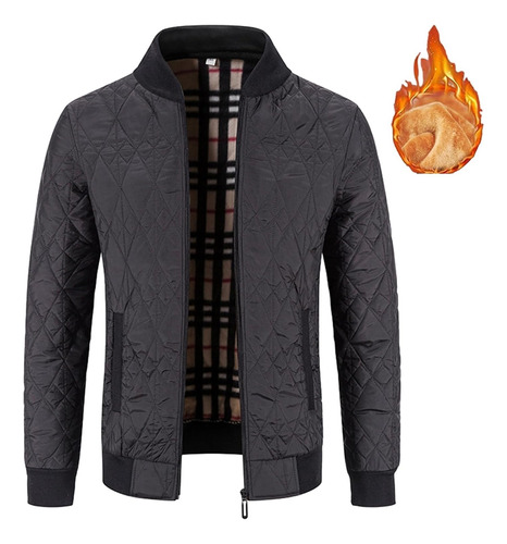 Chaqueta Bomber Acolchada Ligera De Corte Entallado For Hombre, Chaqueta Acolchada Con Cuello Alto, Chaqueta Ligera Informal Con Cremallera, Abrigo