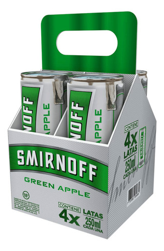 Coctel Smirnoff Ice Green Apple Lata X4uni X 250ml