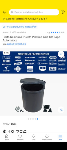 Cesto Residuos Para Puertas Cocinas Gris