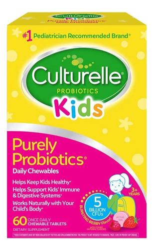 Culturelle Probiotics Kids, 60 Tabletas Masticables, 3 Años
