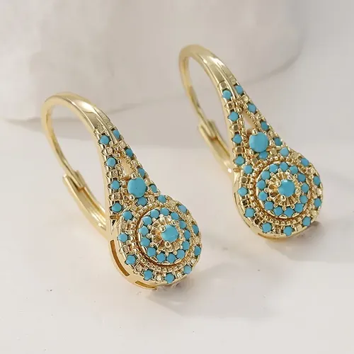 Brincos Elegantes Turquesa Sintética Estilo Versátil D — foto 1