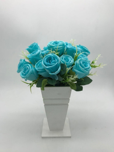 25x Rosa Artificial Buque Com 125 Flor Azul Tiffany Branca | Parcelamento  sem juros