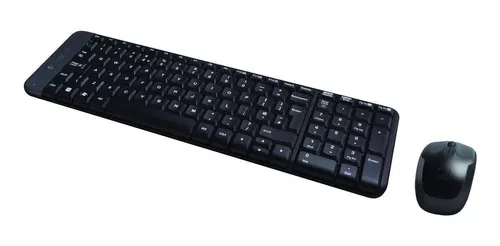 Kit de teclado y mouse inalámbrico Logitech MK220 Español Latinoamérica de  color negro