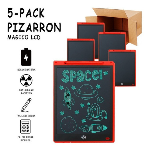 5 Pack Pizarrón Mágico Lcd Para Niños Tableta Dibujo/calculo